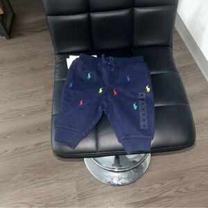 Ralph Lauren Navy Sweatpants with Colorful Embroidery